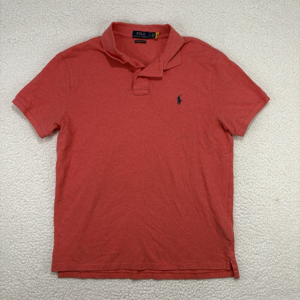 Polo Ralph Lauren Mens Polo Shirt Short Sleeve Large Red Custom Slim Fit Cotton